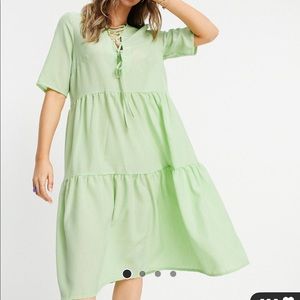 NWT ASOS Lola May lace up tiered mini smock dress size 10